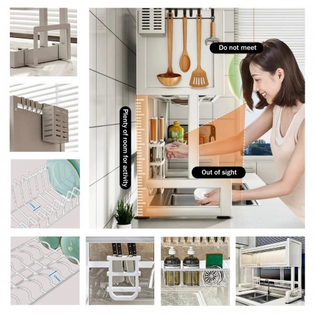 مشك صحون فوق المجلى لون ابيض 80*65*30سم بغطاء زجاج متحرك SCJ-6838C-65WH