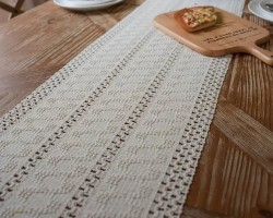 شرشف رنر خيش هدب بيرو صنارة مكرميه مقاس 30 × 180 سم شرشف رنر خيش هدب بيرو صنارة مكرميه مقاس 30 × 180 سم