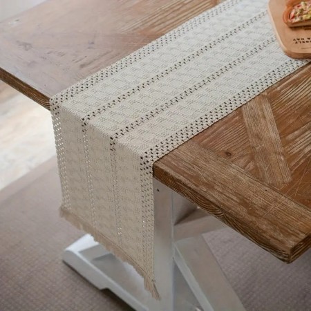 شرشف رنر خيش هدب بيرو صنارة مكرميه مقاس 30 ×  180 سم