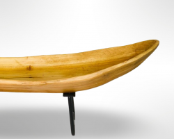 جاط فواكة خشب طبيعي مقوس برجلين حديد 16 × 56 سم