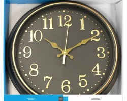 ساعة جدار مدور بلاستيك لون بني ارقام انجليزي ذهبية 50 سم حجم كبير ساعة جدار مدور بلاستيك لون بني ارقام انجليزي ذهبية 50 سم حجم كبير