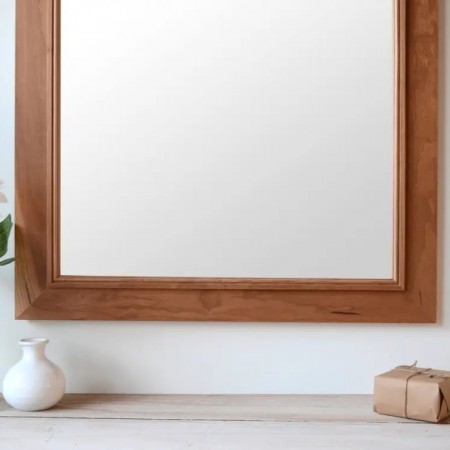 مراة مستطيل باطار بلاستيكي لون خشبي مقاس 35 * 45 سم