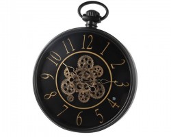 ساعة حائط بلاستيك مدور 45سم مسننات مع ارقام بني مع حمالة تاج