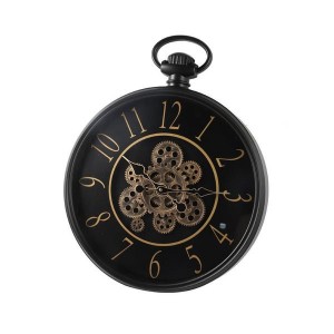 ساعة حائط بلاستيك مدور 45سم مسننات مع ارقام بني مع حمالة تاج