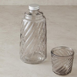 قنينة ماء زجاج 1100 مللتر مع كاسة - زجاج صحي