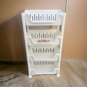 سلة خضار بلاستيك ثقيل لون ابيض 4 طبقة مقاس 40 × 25 × 83 سلة خضار بلاستيك ثقيل لون ابيض 4 طبقة مقاس 40 × 25 × 83