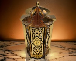 فانوس رمضان خشبي  صوت + اضائة موديل سندباد cnc