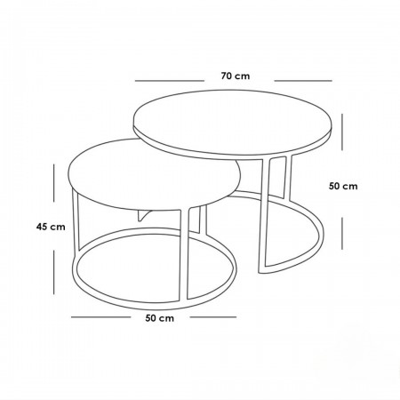 طقم طاولتين وسط لون خشبي مدور خشب رجل معدن ذهبي درج متداخل طقم طاولتين وسط لون خشبي مدور خشب رجل معدن ذهبي درج متداخل