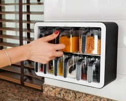 طقم ستاند بهارات 12 علبة بهار + 12 معلقة  اكرليك شفاف 25  قطعة صناعة تركية تركي VIOLETTA