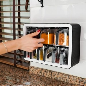 طقم ستاند بهارات 12 علبة بهار + 12 معلقة اكرليك شفاف 25 قطعة صناعة تركية تركي VIOLETTA طقم ستاند بهارات 12 علبة بهار + 12 معلقة اكرليك شفاف 25 قطعة صناعة تركية تركي VIOLETTA