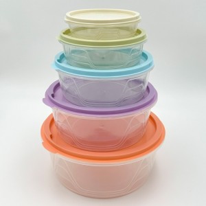 طقم طبروير 5 قطع مدور زيتي / زهري مع غطا تبروير