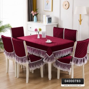 طقم وجه طاوله سفره مع غطاء 6 كراسي دانتيل