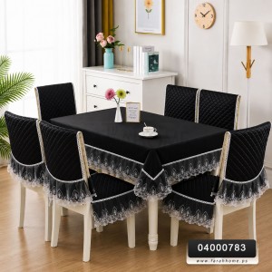 طقم وجه طاوله سفره مع غطاء 6 كراسي دانتيل