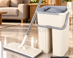ممسحة مع دلو - سطل تنظيف حجم وسط مع عصارة داخلية وممسحة اضافية