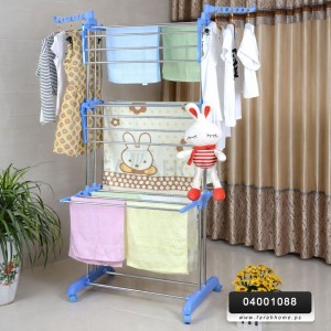 منشر غسيل بلاستيك ثلاثة طبقات مع عجال ( الاصلي )