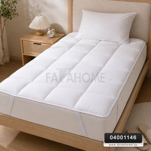 لبادة فرشة مقاس 90 × 200 / طبقة راحة فندقية مع مغاط في الزوايا ابيض