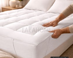 لبادة فرشة مقاس 140 × 200 / طبقة راحة فندقية مع مغاط في الزوايا ابيض