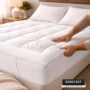 لبادة فرشة مقاس 140 × 200 / طبقة راحة فندقية مع مغاط في الزوايا ابيض