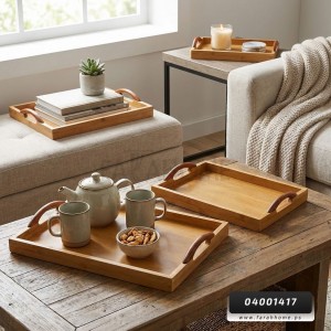 طقم صواني تقديم 3 قطع خشب بامبو