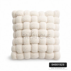 مخدة ديكور مربعة - مجدول مصوف بيج