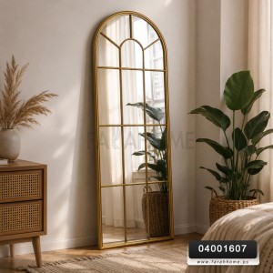 مراة شكل شباك حديد ذهبي 60 × 170 سم