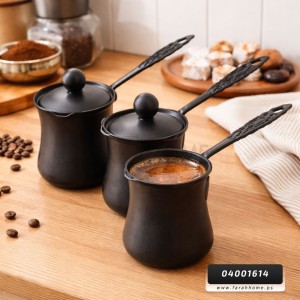 طقم /3 غلايات اسود قهوة ثقيل يد حديد مع غطاء