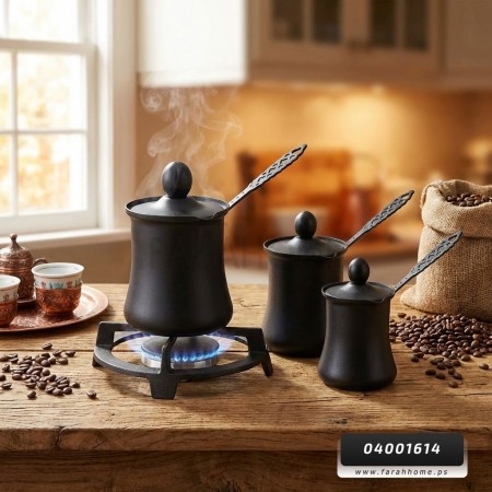 طقم /3 غلايات اسود قهوة ثقيل يد حديد مع غطاء طقم /3 غلايات اسود قهوة ثقيل يد حديد مع غطاء