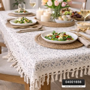 غطاء - شرشف طاولة سفره مستطيلة صنارة