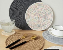 كوستر ليسلي كتان نسيج مدور 25 سم بيج / بني