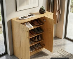 خزانه احذيه / تنظيم خشب بامبو 3 دفة 100 × 90 × 35 cm