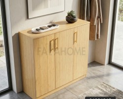 خزانه احذيه / تنظيم خشب بامبو 3 دفة 100 × 90 × 35 cm