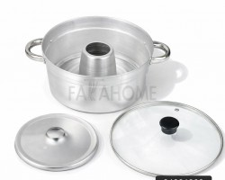 طنجرة قالب كيك المنيوم غطاء زجاج الحجم 24 سم وزن 970 غم