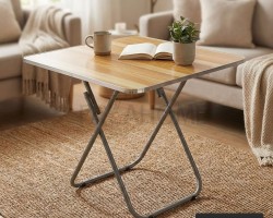 طاولة خشب مربعة ارجل معدن قابلة للفتح 80×80