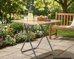 طاولة خشب مربعة ارجل معدن قابلة للفتح 80×80