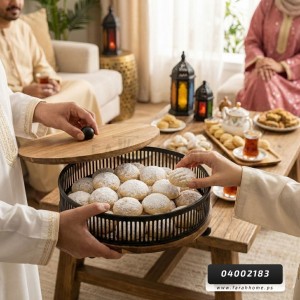علبة تفضيل- تقديم - مضيفة خشب هندي مدورة مع اطار معدني