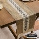 رنر / بيرو مقاس  30 × 120 سم شرشف طاولة وسط خيش قش مطرز اطراف شراشيب
