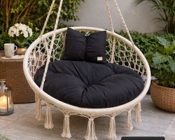 فرش / بف - مقعد مرجوحة مدورة 80 سم مع قرنة ببيونة