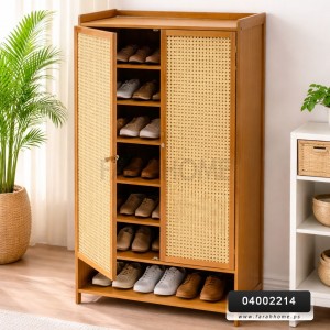 خزانه احذيه/تنظيم خشب بامبو 2 دفة مع رف سفلي 57 × 98 × 34 سم خزانه احذيه/تنظيم خشب بامبو 2 دفة مع رف سفلي 57 × 98 × 34 سم