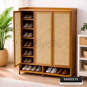 خزانه احذيه/تنظيم خشب بامبو 3 دفة مع رف سفلي 86 × 113 × 34 سم خزانه احذيه/تنظيم خشب بامبو 3 دفة مع رف سفلي 86 × 113 × 34 سم
