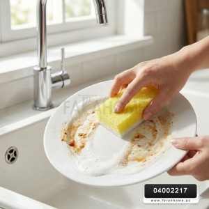 ليف جلي  اسفنج ملون مع لباد خشن ابيض 7 قطع