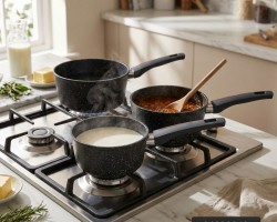 طقم كسرولات غلايات جرانيت يد عظم  3 قطع 18-16-14 سم