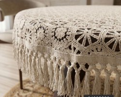 شرشف سفره شيفون مطرز دائري ملوكي مقاس 150 سم