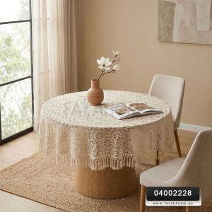 شرشف سفره شيفون مطرز دائري ملوكي مقاس 150 سم