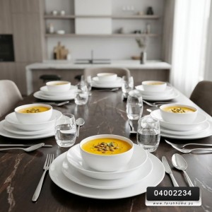 طقم صحون بورسلان 24 قطعه ابيض SHOUANI