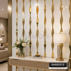 ديكور جدران بلاصق ذاتي حجم 30 × 60 سم شكل مخطط مذهب