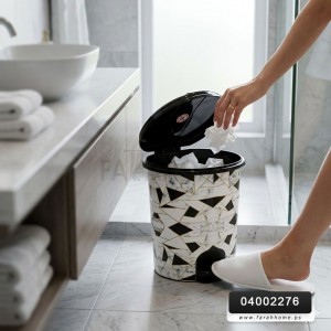 سطل سلة مهملات دعسه رخام مرسم بلاستيك8 L