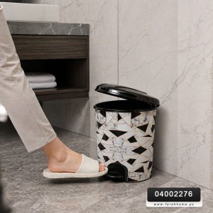 سطل سلة مهملات دعسه رخام مرسم بلاستيك8 L
