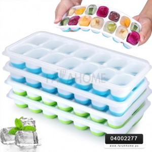 قالب ثلج 14 قطعة سيليكون مع غطاء بلاستيك 
