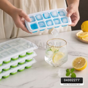 قالب ثلج 14 قطعة سيليكون مع غطاء بلاستيك 