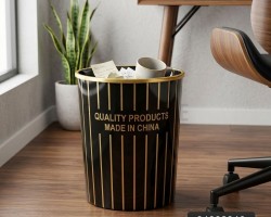 سطل /دلو/ سلة مهملات نفايات بلاستك حيف مدور اسود